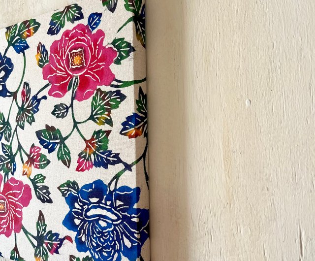 日本国内送料無料】手染め古典柄紅型/牡丹/スクエアファブリックパネル