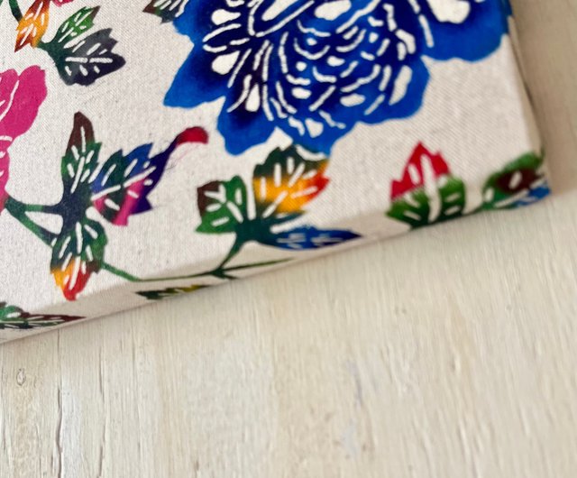 日本国内送料無料】手染め古典柄紅型/牡丹/スクエアファブリックパネル