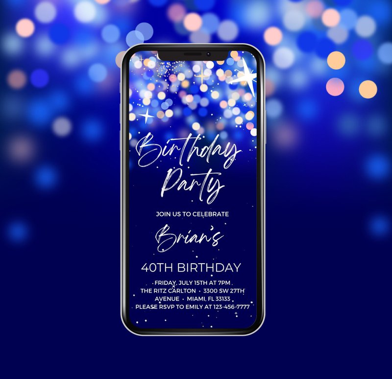 Animated Birthday Invitation Canva Template - Under the Stars - 電子喜帖/賀卡/邀請函 - 其他材質 