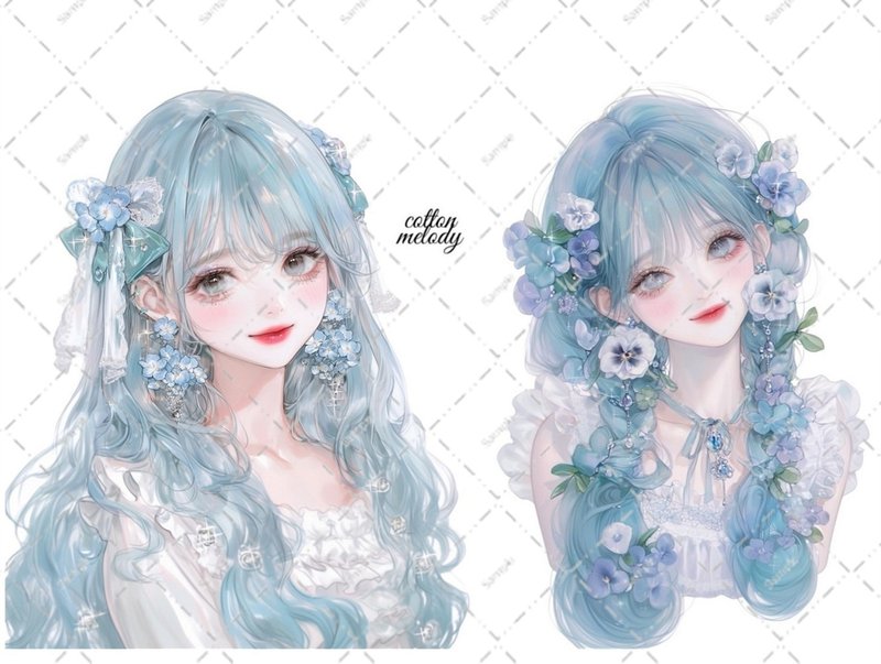 original sticker no.5658 人物ステッカー オリジナルステッカー 人物ステッカー 女の子ステッカー オリジナル人物ステッカー - 貼紙 - 紙 