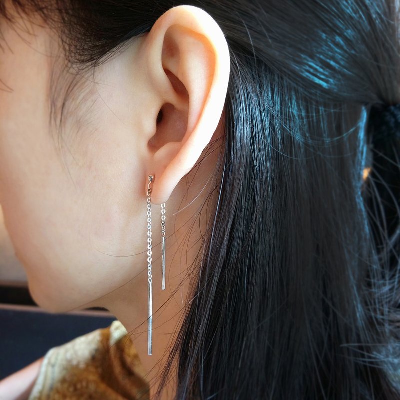 rain earring | mittag jewelry | handmade and made in Taiwan - ต่างหู - เงิน สีเงิน