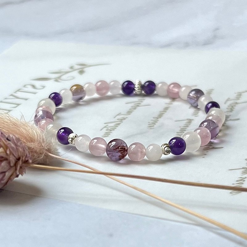 【珍愛自己】水晶手鍊/粉晶x粉月光石x紫水晶x紫幽靈|心湖微語 - 手鍊/手環 - 水晶 多色