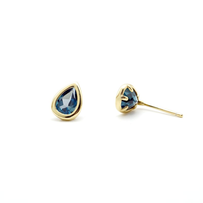 水滴倫敦藍托帕石925純銀耳環 (銀/玫瑰金/18k金) | 托帕石系列 - 耳環/耳夾 - 寶石 藍色