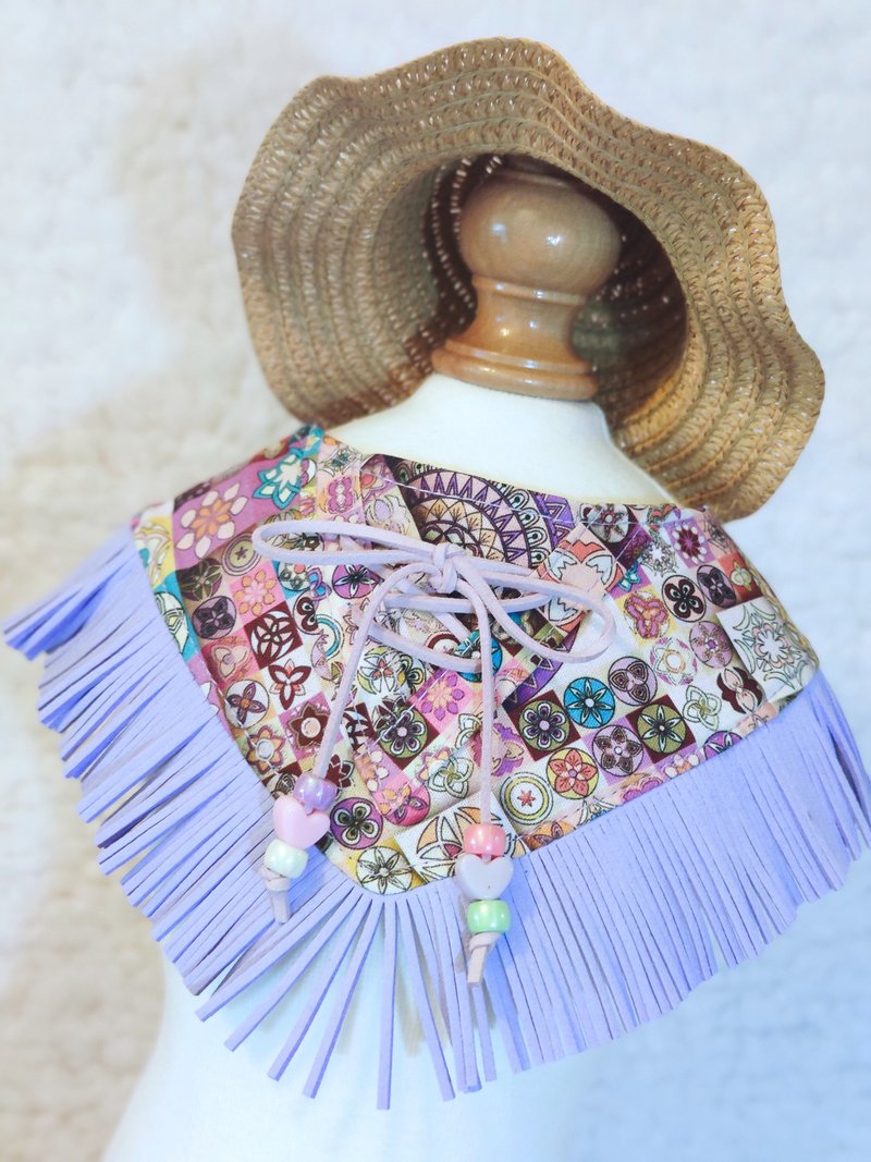 波西米亞 民族薰衣草流蘇 牛仔風造型 頸飾 頸項 collar - 寵物衣服 - 棉．麻 粉紅色