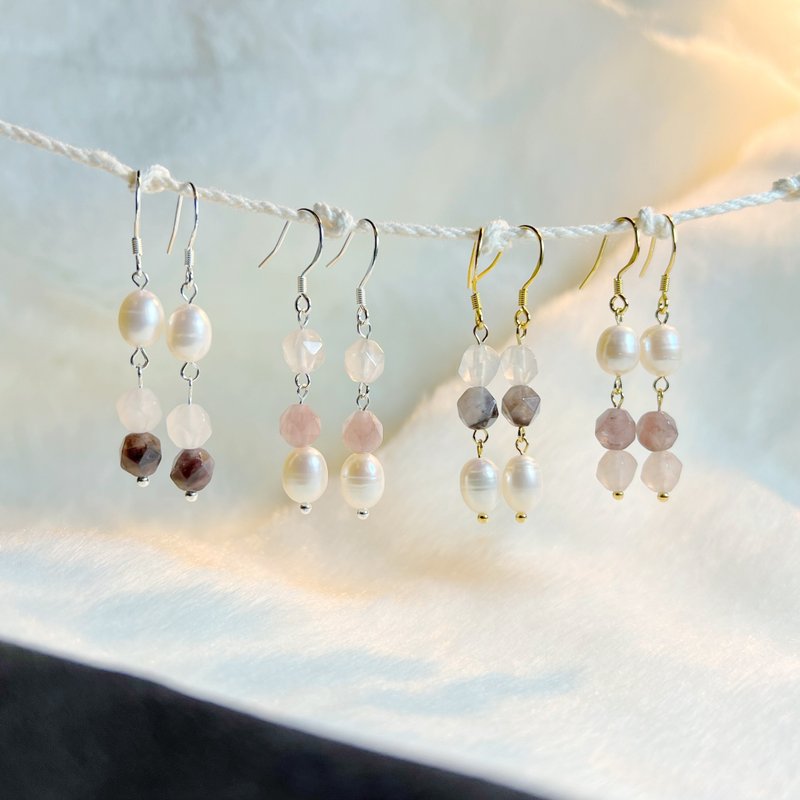 Gold wire, jade and pearl ear hooks丨elegant style‧ One thing, one picture‧ - ต่างหู - เครื่องประดับพลอย หลากหลายสี