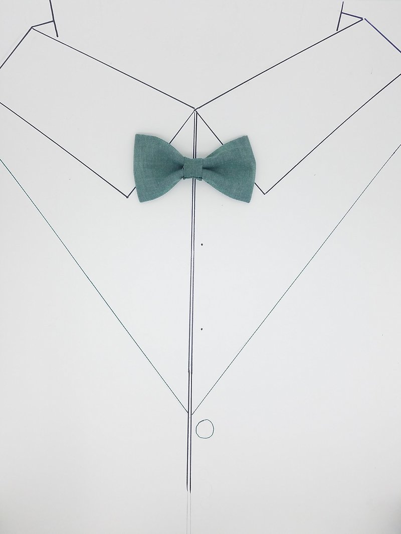 果綠色領結領帶復古顏色蝴蝶結 - 領呔/呔夾 - 棉．麻 綠色
