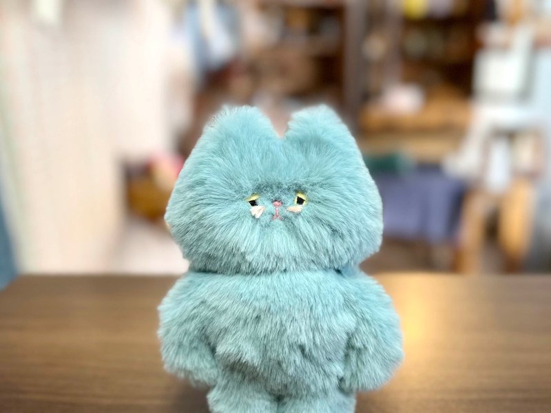 Cat Fluffy Type Aqua - Stuffed Dolls & Figurines - Polyester Blue