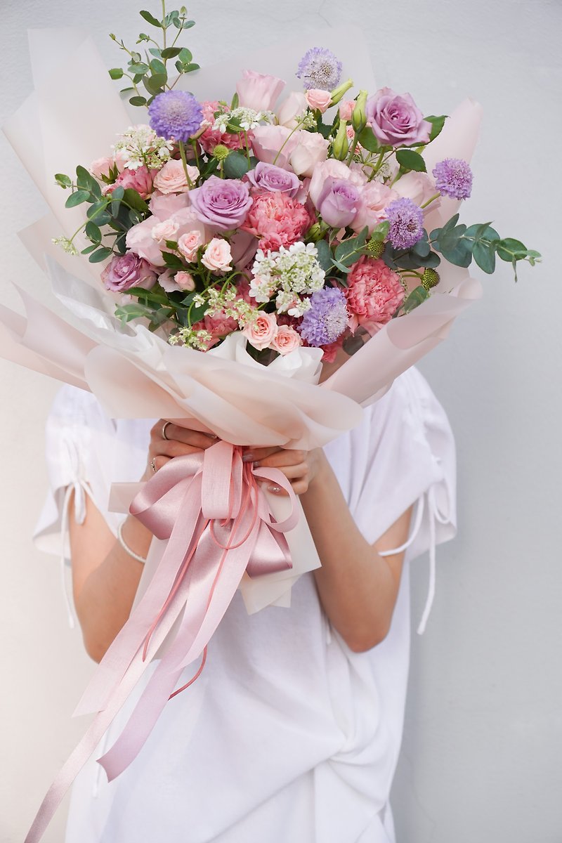 母の日のみ。韓国風ブーケ、甘いカーネーションフラワーブーケへのプレゼントに最適 - ドライフラワー・ブーケ - 寄せ植え・花 ピンク