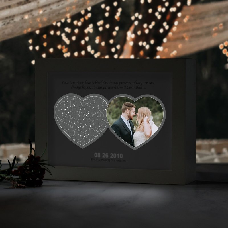 定製星空和照片小夜燈 可定時和調光 婚禮佈置 新婚禮物 結婚週年 - 燈具/燈飾 - 紙 藍色
