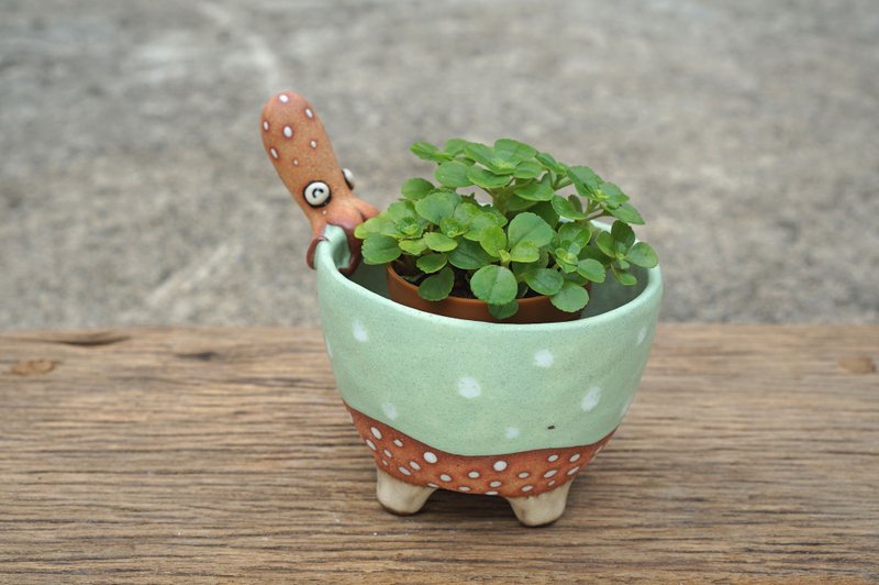 squid bowl , octopus , handmade ceramic. - 花瓶/花器 - 陶 藍色
