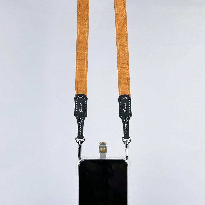 雙扣背帶-舒適1.8cm-荻荻-手工植物染侘寂風 - 手機掛繩/背帶 - 其他材質 橘色