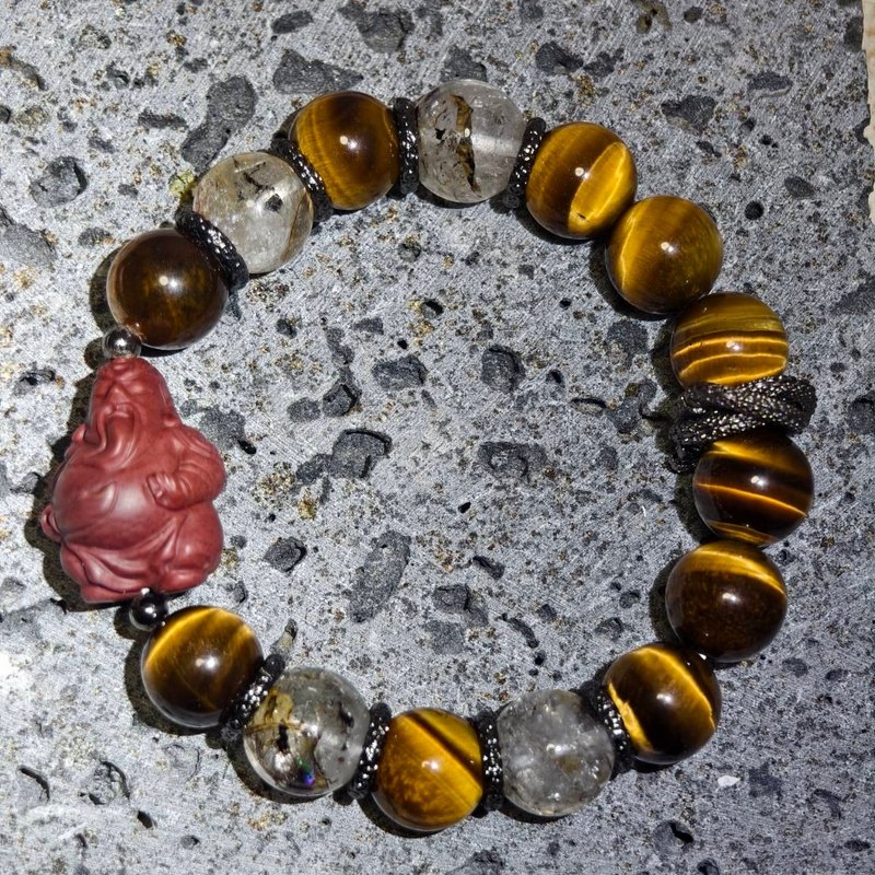 【Dream Crystal Art】勇気 - 阿拉善関羽デザインビーズブレスレット - ブレスレット - 半貴石 レッド