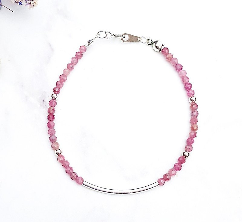 12 Constellation Guardian Stone-Cancer Pink Tourmaline 925 Sterling Silver Bracelet Anniversary - สร้อยข้อมือ - เครื่องเพชรพลอย สึชมพู
