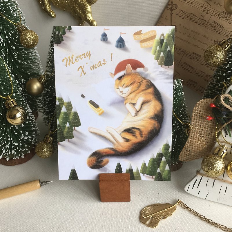 The Christmas Drunk Cat - Postcard - カード・はがき - 紙 ホワイト