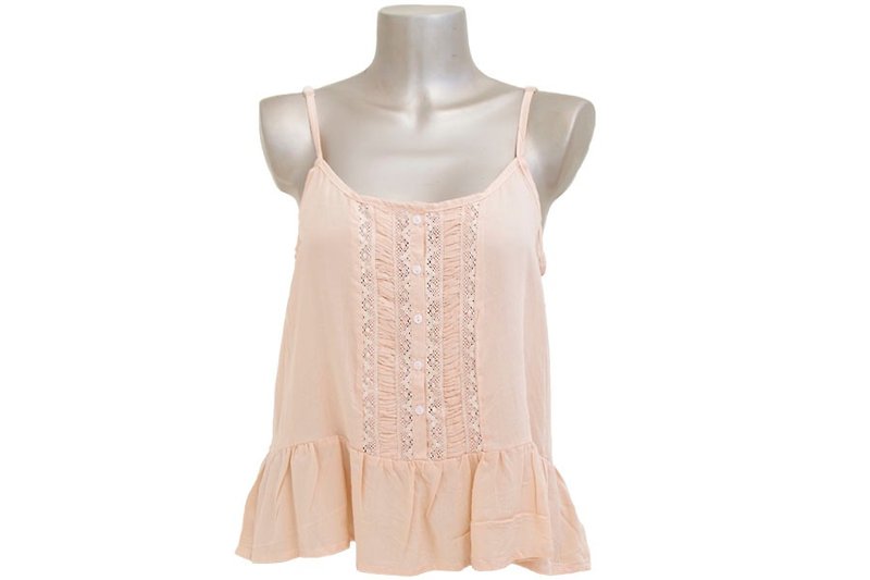 New! Lace camisole ruffle tops <Peach> - Women's Tops - Other Materials Pink