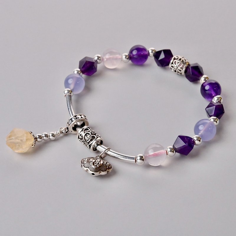 Good Luck Series - Ruyi Style | Amethyst*Rose Quartz*Amethyst Suitable*Citrine - Bracelets - Gemstone Purple