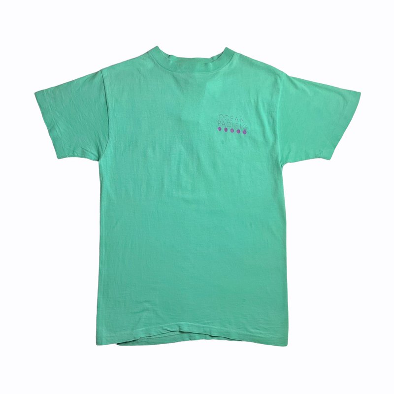 古著OP圓點字樣背後大圖衝浪T-shirt - 男 T 恤 - 棉．麻 多色