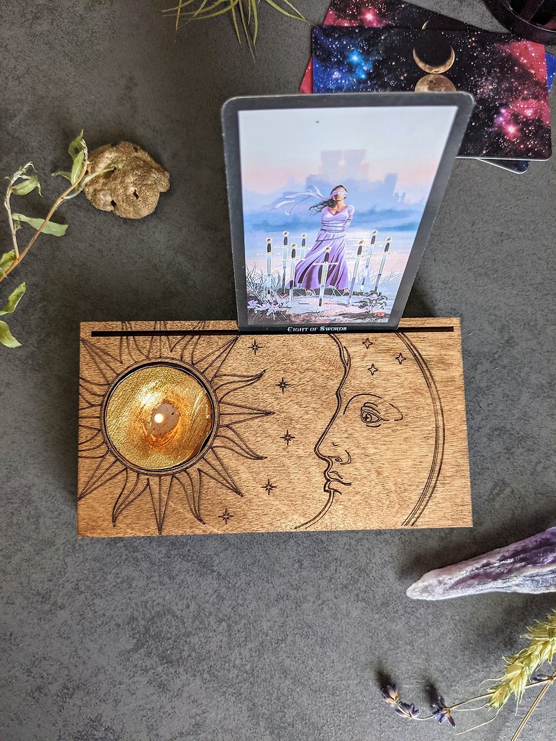 Sun and moon tarot card holder. Card stand  tarot accessory for daily reading