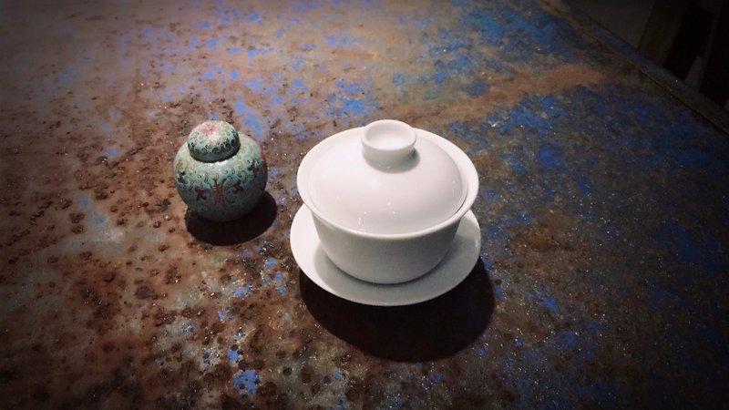 gaiwan tea cup - แก้วมัค/แก้วกาแฟ - เครื่องลายคราม ขาว