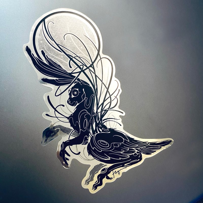 Moon rabbit silver sticker - Stickers - Paper Silver