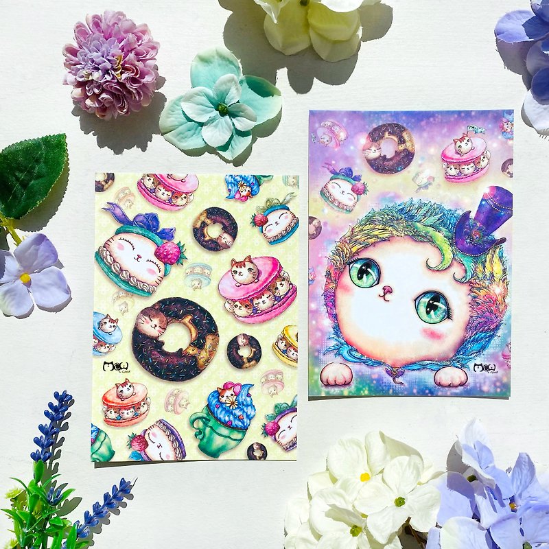 Postcard | Double-sided illustration-2 types of dessert cat series - Cards & Postcards - Paper Multicolor