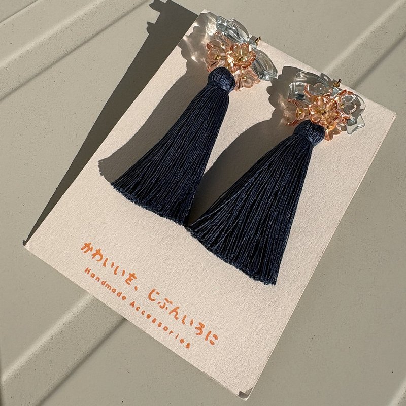 Alstroemeria Tassel Earrings  Handmade Nickel-Free - Earrings & Clip-ons - Thread Blue