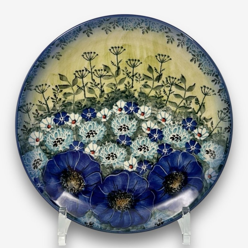 波蘭手繪手工陶-圓盤 19cm 藍野芳蹤系列 - 盤子/餐盤/盤架 - 陶 藍色