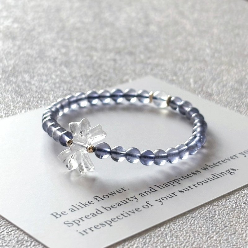 Very good ~ cordierite × white crystal × blue moonstone bracelet - Bracelets - Crystal Blue