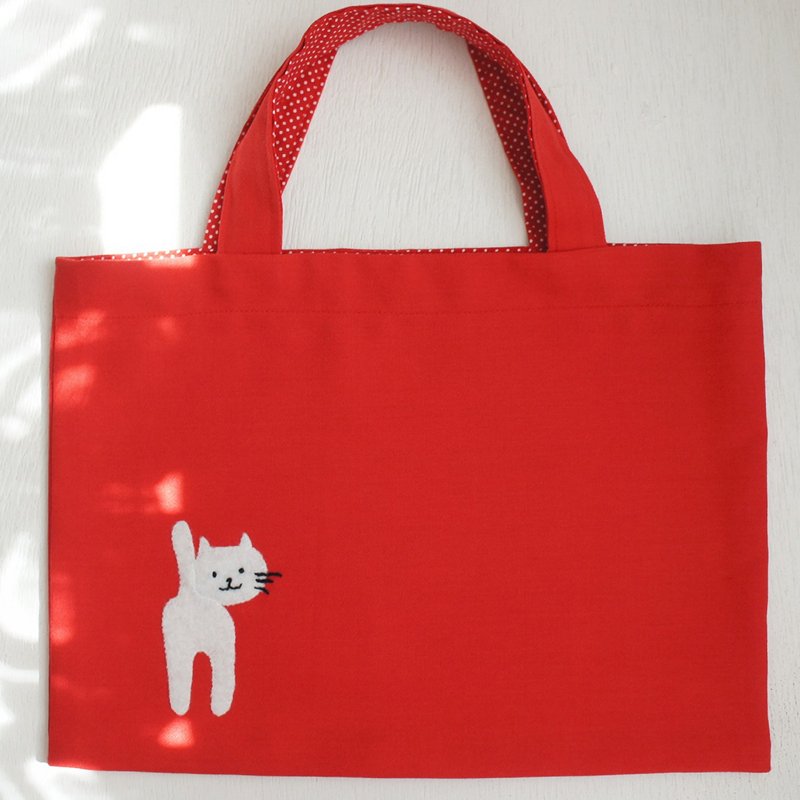 Ba-ba handmade mini carrying bag  No.B5B4 - 手提包/手提袋 - 其他材質 紅色