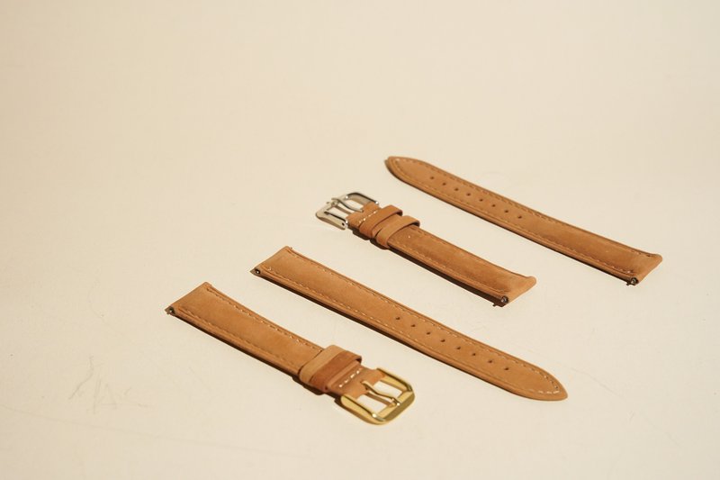 手錶皮革錶帶  18mm 錶扣專屬刻字 - 錶帶 - 真皮 咖啡色