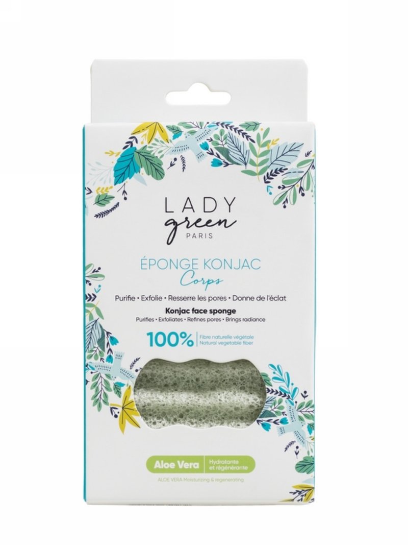 Konjac Body Sponge Aloe Vera - อุปกรณ์เสริมความงาม - วัสดุอีโค สีเขียว