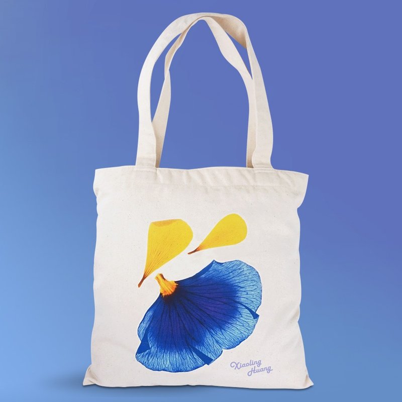 Petals Art Canvas Tote Bag (C) - 側背包/斜背包 - 棉．麻 白色