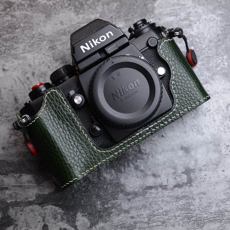Nikon F3 Film Camera Handmade Leather Case Half Set Protective Case - Camera Bags & Camera Cases - Genuine Leather Green