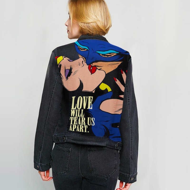 Painted Denim Jacket Handmade Superman DC Comics Wonder Woman - 女大衣/外套 - 棉．麻 多色