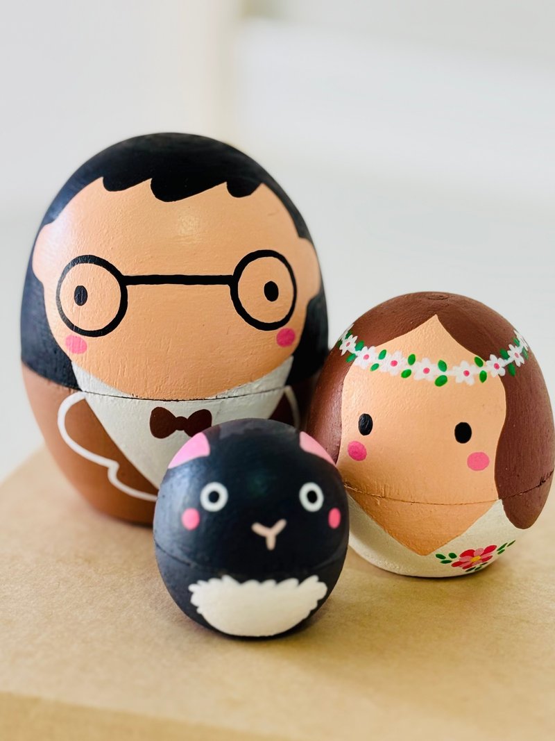 【結婚禮物】新娘新郎套裝 紀念日禮物 手工木製 擺設 小木雕 - 擺飾/家飾品 - 木頭 