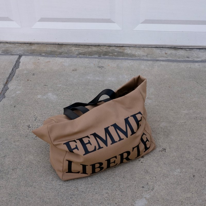 Tote bag FEMME LIBERTE  Eco-canvas ×Italian leather  portability large capacity - กระเป๋าแมสเซนเจอร์ - วัสดุอื่นๆ 