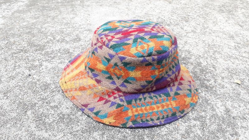 AMIN'S SHINY WORLD hand-sewn ethnic wool double-sided fisherman hat (custom) - Hats & Caps - Wool Multicolor