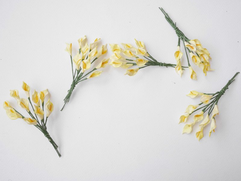 Paper Flowers, DIY supplies decoration, 50 pieces, calla lily, yellow color - 其他 - 紙 黃色
