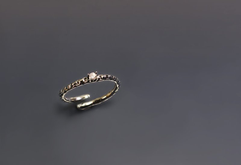 小品系列-細鍊透明寶石925銀開口戒 - 戒指 - 銀 透明