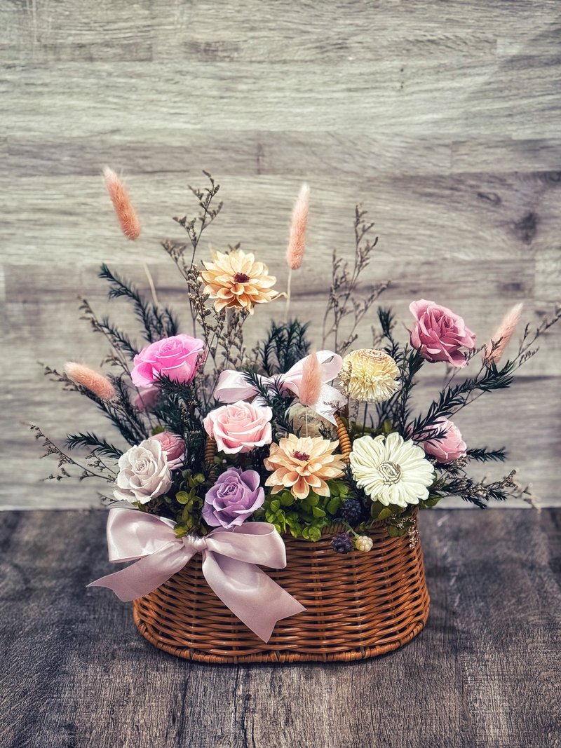 Preserved flower basket and dried flower basket/opening gift/moving into a new home/promotion celebration/Mother’s Day - Dried Flowers & Bouquets - Plants & Flowers 