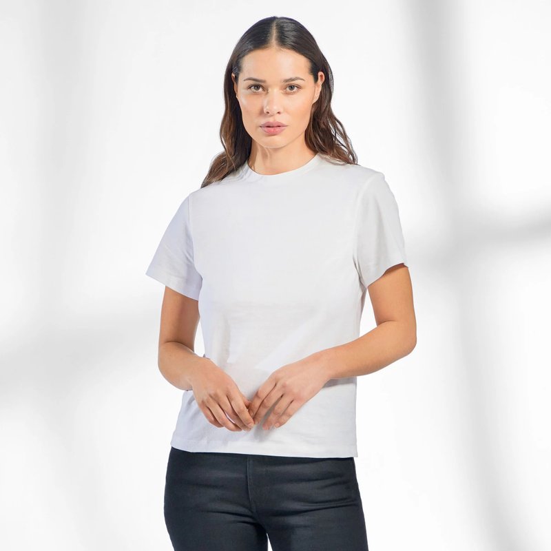 Nordic minimalism - 100% organic cotton classic round neck T-shirt / plain T / top for women (white) - เสื้อยืดผู้หญิง - ผ้าฝ้าย/ผ้าลินิน ขาว