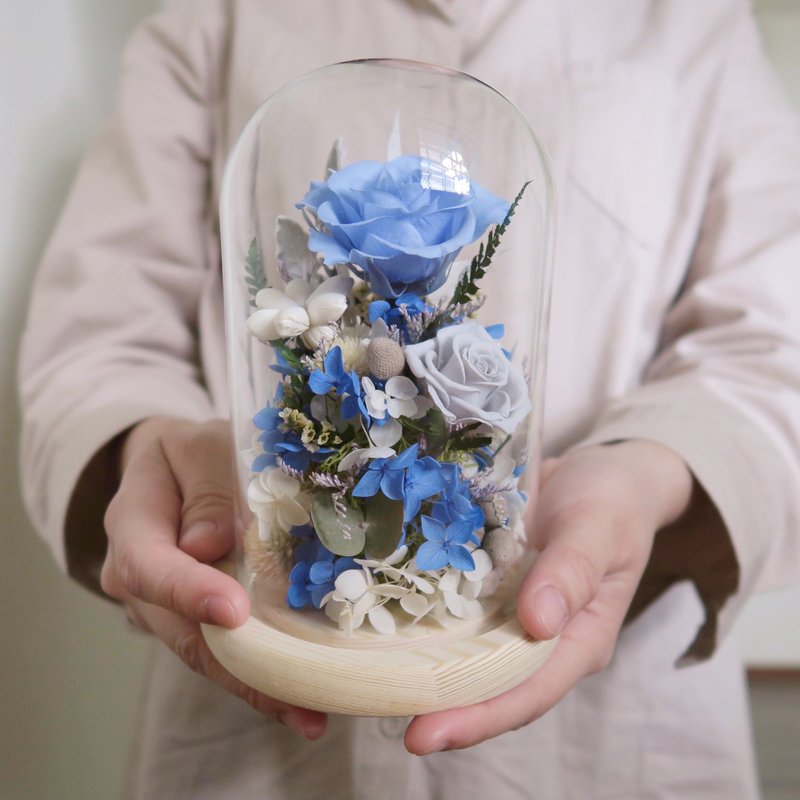 深海泡泡 / 玻璃球 玻璃罩 永生花 乾燥花 禮物 裝飾 居家 拍照 - 乾燥花/永生花 - 植物．花 藍色