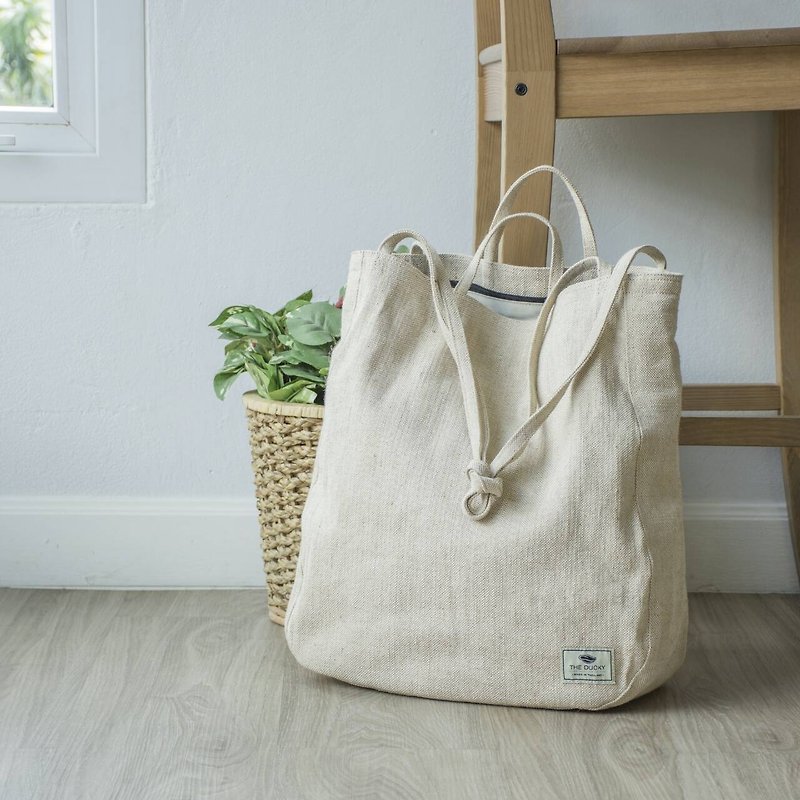 手提包 袋 oversize natural - 側背包/斜孭袋 - 棉．麻 白色
