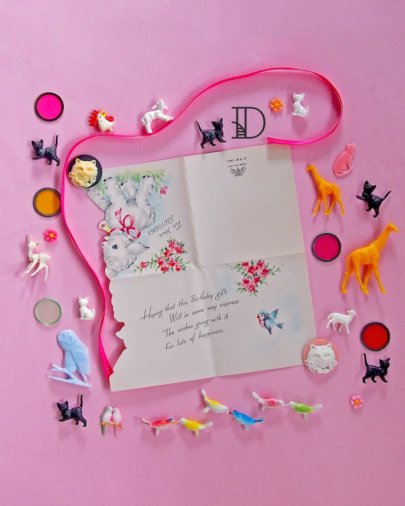 動物のミニメッセージカード　ーDー - 卡片/明信片 - 紙 白色