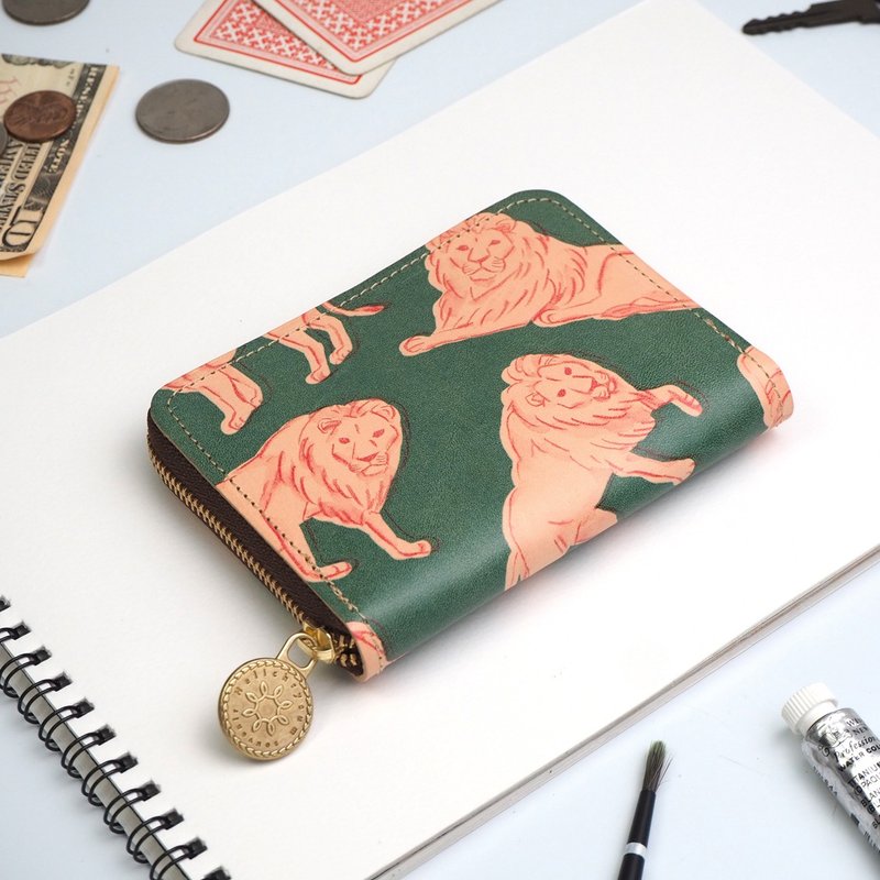 Round Zipper Compact Wallet / Lion - กระเป๋าสตางค์ - หนังแท้ หลากหลายสี