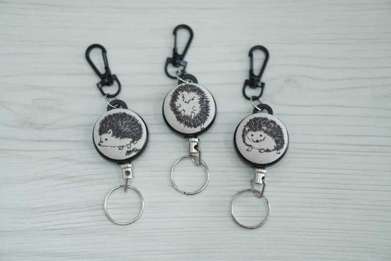 鋼繩 伸縮拉拉扣/ 護士扣/ 證件扣 刺蝟 粉/ 原色/ 綠 - 鎖匙扣/鎖匙包 - 不鏽鋼 白色