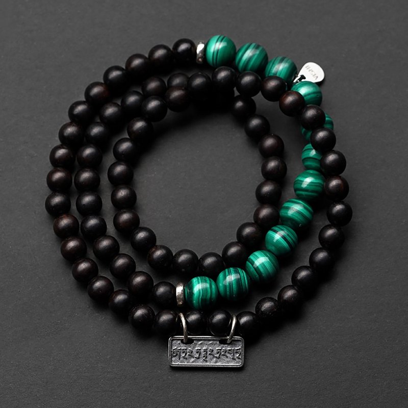 Degree of heart natural Stone obsidian purple light sandalwood multi-circle beaded ingenuity handmade national tide bracelet men and women - สร้อยข้อมือ - เครื่องประดับพลอย 