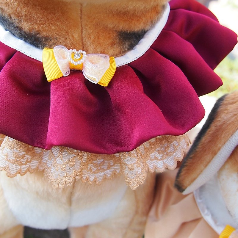 結婚ペットの犬のレースの襟 - 赤 - 首輪・リード - その他の化学繊維 レッド