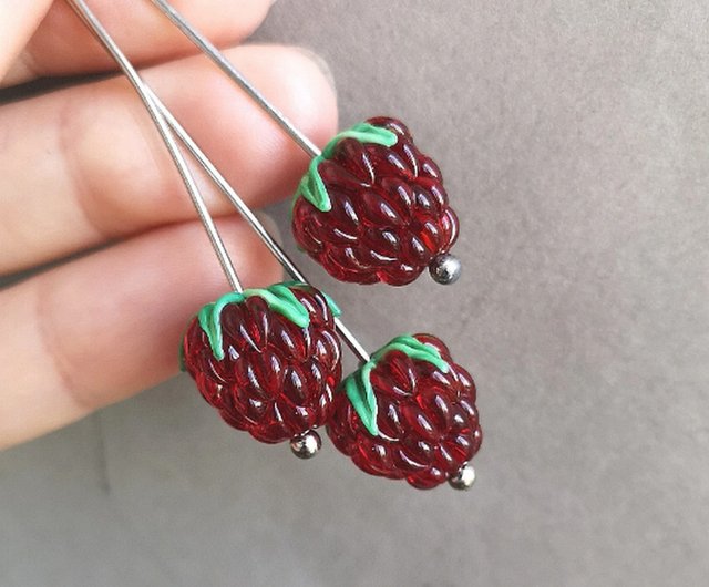 Raspberry fruit glass beads for making jewelry, 1 pcs Handmade Murano  Lampwork - Shop BijouByKatie Pottery & Glasswork - Pinkoi