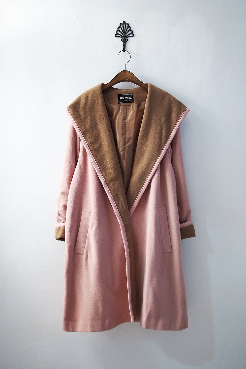 Banana Flyin '| vintage | Japanese vintage color wool hooded cape-style coat - เสื้อแจ็คเก็ต - ขนแกะ 